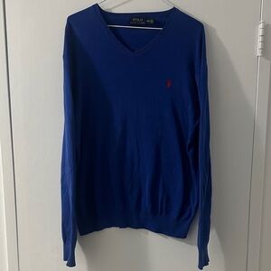 Polo by Ralph Lauren Men's Royal Blue V-Neck Sweater Size Medium